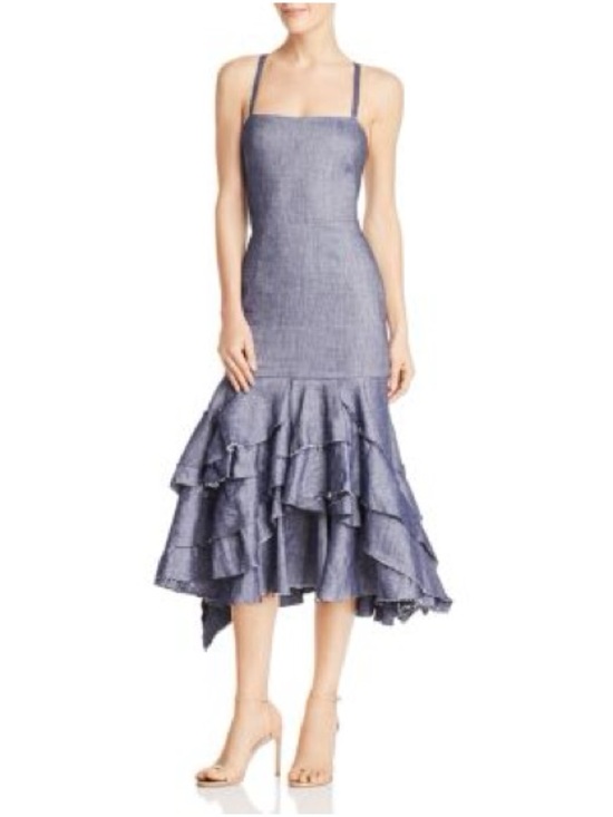 Milly Dresses & Skirts - Milly Ruffled Denim Mermaid Dress in blue denim sz 6